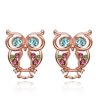 Rose Gold Plated Multicolor Earrings Stud Czech AAA Zirconia Push Back L186