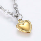 Stainless Steel Charm Bracelet Lobster Heart Gold Silver Color 7.8" 2.5mm A69