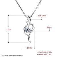 Sterling Silver Necklace Pendant Drop AAA Zirconia 18" 1MM Lobster Clasp B394