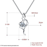 Sterling Silver Necklace Pendant Drop AAA Zirconia 18" 1MM Lobster Clasp B394