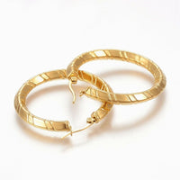 304 Stainless Steel Hoop Earrings Gold 42x40x5mm Pin 1x0.8mm  P581