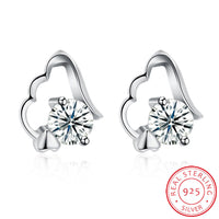 Sterling Silver Plated Earrings  Stud AAA Zirconia  Push Back Clasp L768