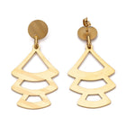 Stainless Steel Dangle Stud Earrings Laser Cut Tree Gold 63mm 0.8mm Z333