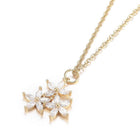 Stainless Steel Set Flower Pendant Necklace Stud Earrings Lobster Gold 18" Z765