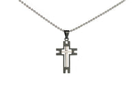 Stainless Steel Cross Pendant Beads Necklace Unisex Silver Black L155