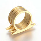 304 Stainless Steel Finger Rings Wide Rings Rectangle Gold Size 7 17mm  A9