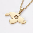 Stainless Steel Set Earring Pendant Necklace Sloth Peace Sign Gold 18" P792
