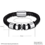 Stainless Steel Leather Bracelet 8 Inches 9MM Magnetic L372