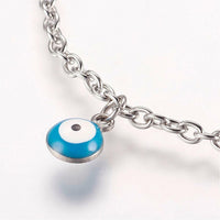 Stainless Steel Bracelet Charm Enamel Charm Evil Eye Adjustable 2mm P221