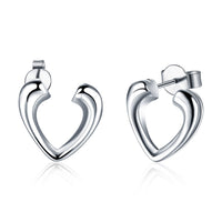 Sterling Silver Plated Earrings Stud Push Back Heart .6" L334