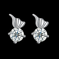 Sterling Silver Plated  Earrings  Stud AAA Zirconia  Push Back Clasp L812