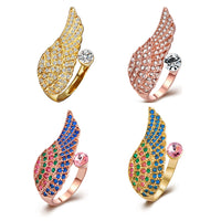 Rose Gold Plated Cocktail Ring  AAA Zirconia Women Wing B282