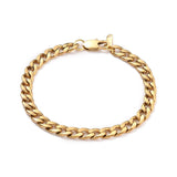 Woman's Stainless Steel Cuban Bracelet Lobster Gold 7.8" 8.8" 7mm Z162