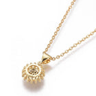 304 Stainless Steel Set Zirconia Necklace Stud Earrings Flower Gold 17.52" P713