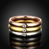 Stainless Steel Band Wedding Set Ring AAA Zirconia Women B437