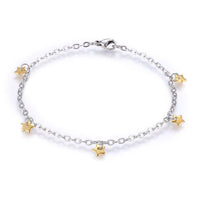 Stainless Steel Charm Bracelet Lobster Star Gold Silver Color 7.8" 2.5mm  A71