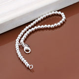 Women Sterling Silver Plated Bracelet Hollow Beads Balls 7 Inches 6MM Lobster L49