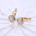 Yellow Gold Plated Earrings  Drop Dangle AAA Zirconia  Latch Back Clasp L576