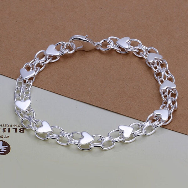 Women's Mens Unisex Sterling Silver Plated  Bracelet Size 8 Inches 6MM lobster L23