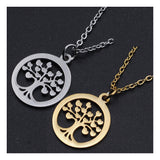 Stainless Steel Pendant Necklace Lobster Clasp Ring Tree Silver 17.7" 1.5mm P46