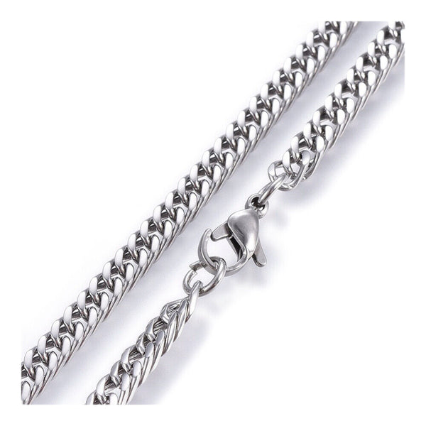 Stainless Steel Curb Chain Necklace Lobster Frosted Silver  23.5" 4 2mm A391