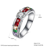 Stainless Steel Bridal Engagement Wedding Ring AAA Zirconia Gay Pride B464