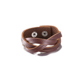 Leather Bracelet Brown 8 Inches 24MM Push button  L458