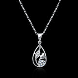 Sterling Silver Necklace Pendant Drop AAA Zirconia 18" 1MM Lobster Clasp B425