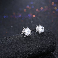 Sterling Silver Earrings  Stud AAA Zirconia  Push Back Clasp L741