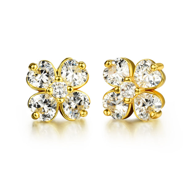 Gold Plated Earring  Flower  AAA Cubic Zirconia Women's G223