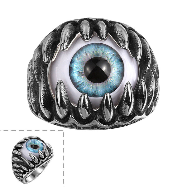 Stainless Steel  Antique Ring Black Blue Men's Unisex Claws Evil Eye B186