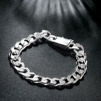 Sterling Silver Plated Bracelet Tongue Safety 8 Inches 10MM Pin Clasp L286