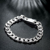 Sterling Silver Plated Bracelet Tongue Safety 8 Inches 10MM Pin Clasp L286