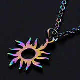 Stainless Steel Pendants Necklace Lobster Sun Rainbow 15-3/4" 40cm 1.5mm Z609