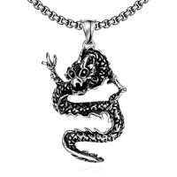 Stainless Steel Necklace Pendant Dragon Biker Gothic 23" 3.5MM Lobster B236