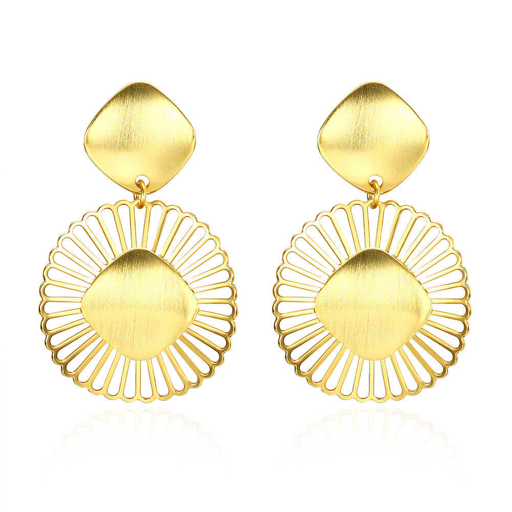Yellow Gold Plated Earrings Chandelier Latch Back Clasp L612
