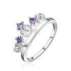 Sterling Silver Plated  Purple Zirconia Crown Ring Size 8 B22