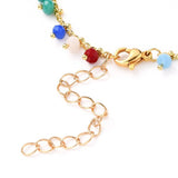 Rondelle Glass Charm Bracelet Gold Plated Stainless Steel Lobster 7.6" Z165