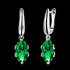 Platinum Plated Earrings Drop Dangle AAA Zirconia Green Latch Back Clasp L580