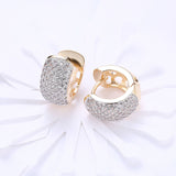 Yellow Gold Plated Earrings  Hoop Huggies AAA Zirconia  Latch Back Clasp L566