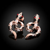 Rose Gold Plated Black Earrings Stud AAA Zirconia Push Back Snake L170