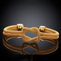 Gold Plated Bangle Cuff Adjustable Size 17.6MM No Clasp  L102-8