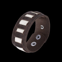 Leather Bracelet Handmade  Brown 9 inches 32MM Button Clasp L513