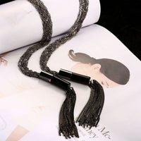 Soral Multuple BlackChains Snake Chian Straps Necklace L78