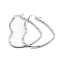 304 Stainless Steel Hoop Earring Heart Stainless Steel 51x46mm Pin 1x0.6mm P348