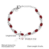 Sterling Silver Plated Red Zirconia Lobster 8 Inches 2.7MM  Bracelet L138