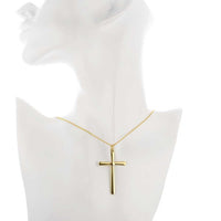 Yellow Gold Plated Necklace Women's Pendant Cross 20 Inches 1MM Lobster B139