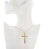 Yellow Gold Plated Necklace Women's Pendant Cross 20 Inches 1MM Lobster B139