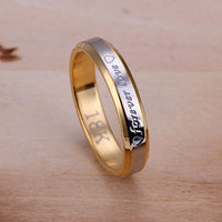 Stainless Steel Gold Tone Gold Band Forever Love Ring Size 8 B99