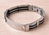 Unisex Stainless Steel Rubber ID Bracelet Chain Link 8.5" G11